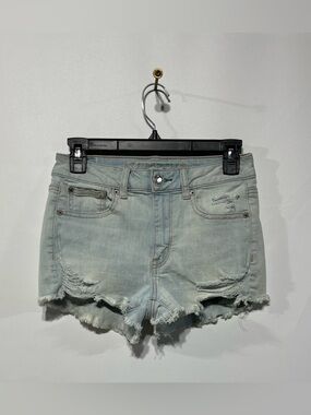 American Eagle Light Blue Super Stretch X Hi-Rise Shortie Shorts Size 4